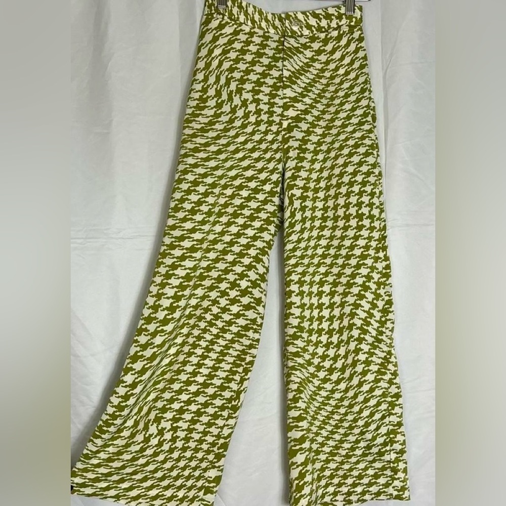 Urban Outfitters Green Houndstooth Wide Leg Pants